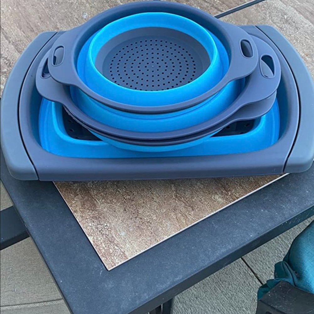 Silicone Collapsible Colander Set of 4 Includes 1pc 6 Quart Over the Sink Strain